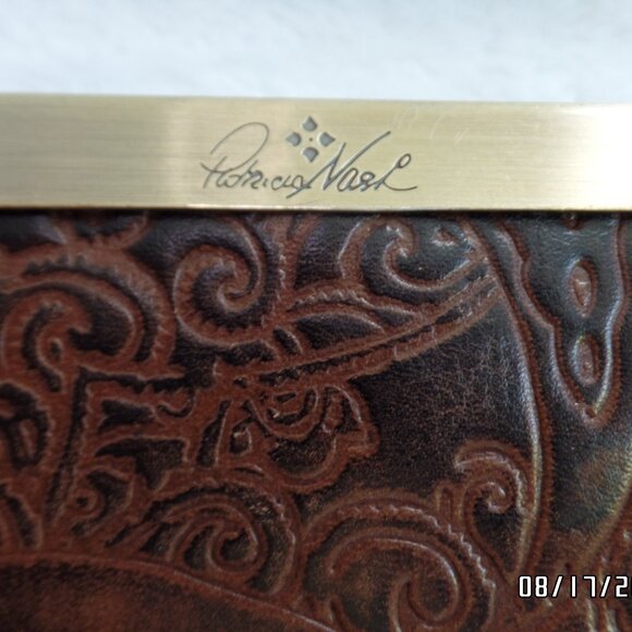 Patricia Nash Wallet Credit Card Holder Tooled Leather 3 side Zip Very Nice - Picture 3 of 10